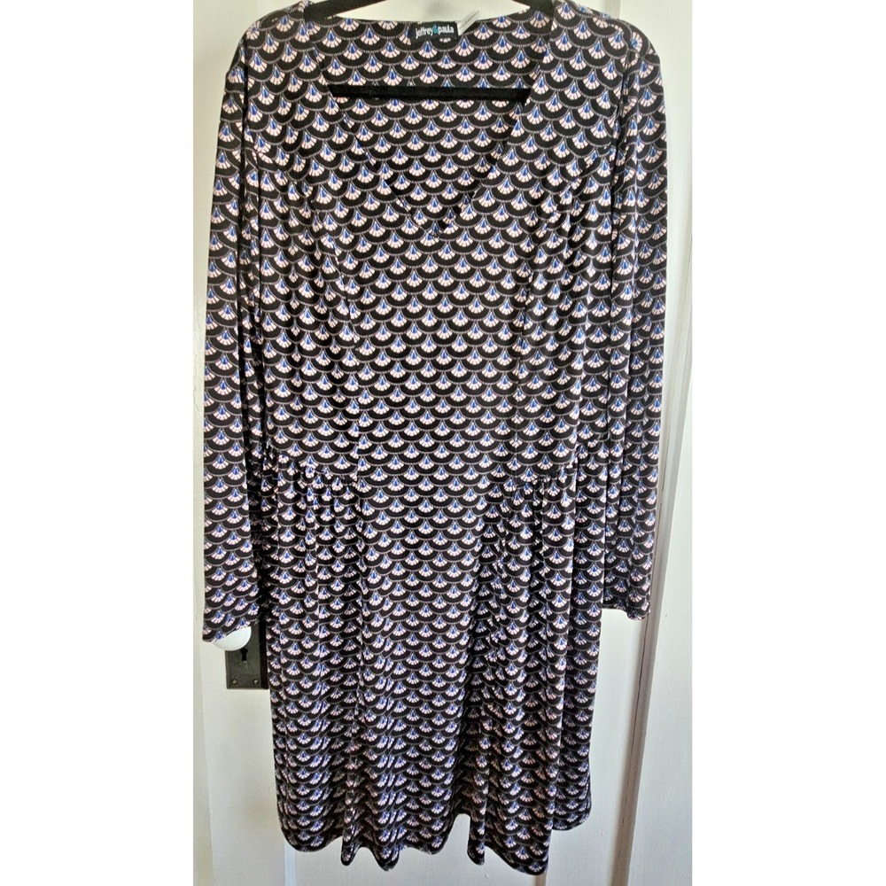Jeffrey & Paula woman sz 10 long sleeve shift dress stretch‎ Morocco made
